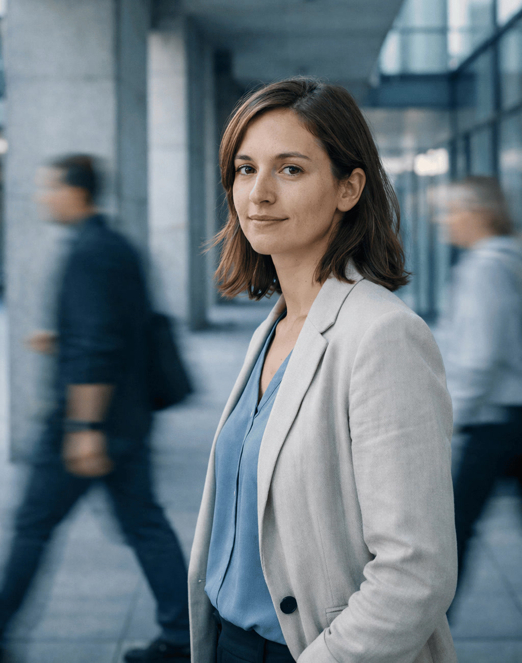 Confident Young Professional Looking Into Camera in Modern Architecture